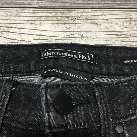 Abercrombie Fitch High Rise Cropped Flare Jeans Women’s 24/26R Black Gray - Picture 9 of 11